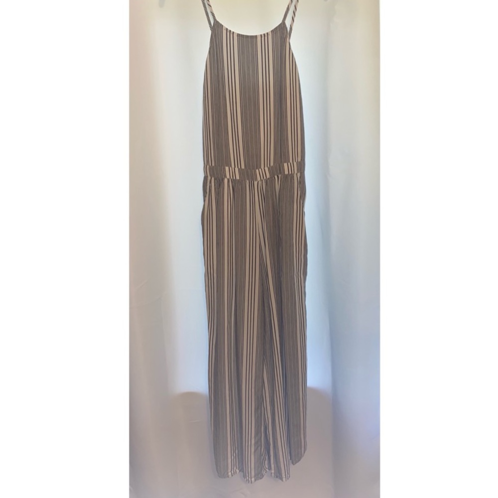 hollister blue and white striped jumpsuit